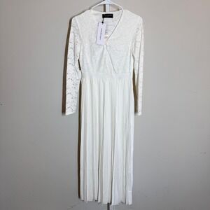 Little Mistress Modcloth Dress 6 White Lace Midi Dress Down The Aisle NWT Bridal